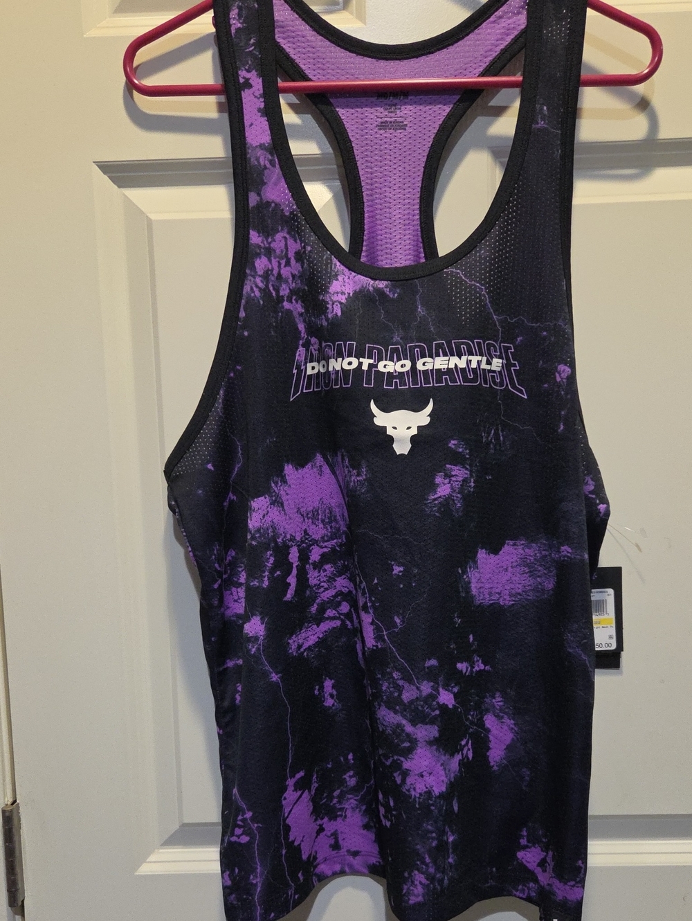 Under Armour Black and Purple Tie-Dye Racerback Swim Tank